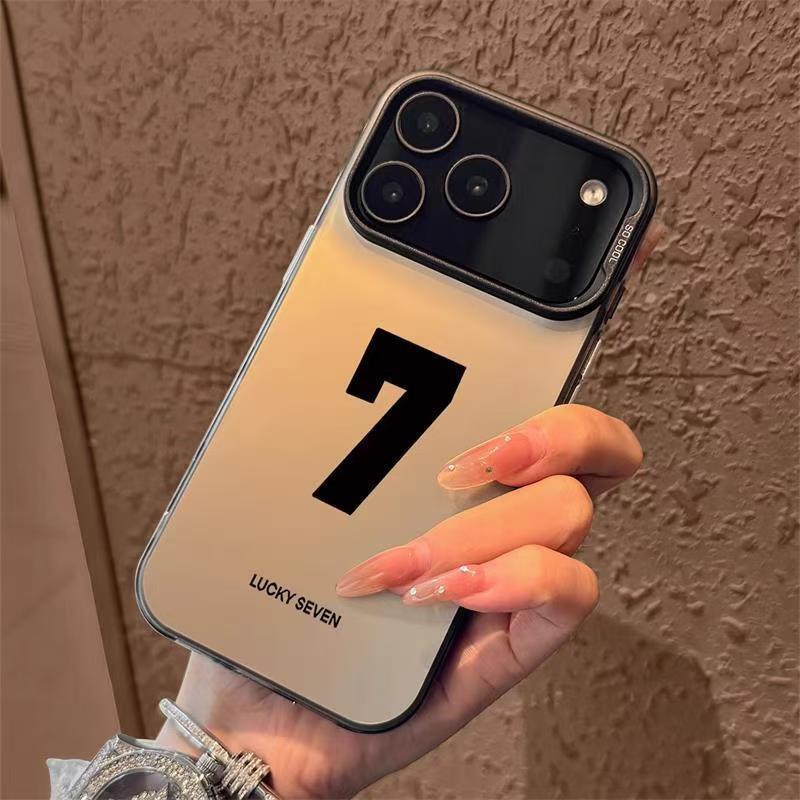 Colorful Silver Shell Phone Case for iPhone 17 Pro, Compatible with iPhone Air 16/15/14/13 - Lucky Number 7 Design