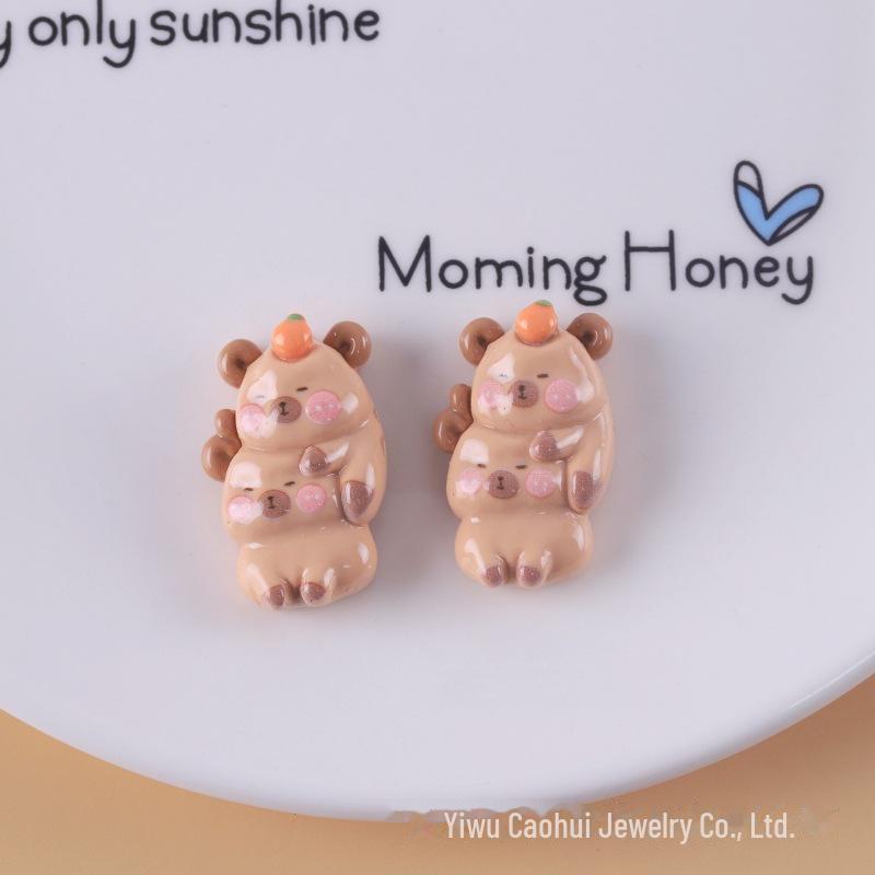 

Милые мультяшные украшения из смолы и аксессуары для волос: Заколки для волос в виде морской свинки-скутера, кольца, брелки, товары ручной работы