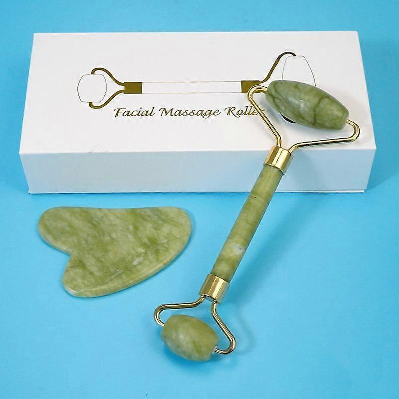 Original Jade Face Roller and Gua Sha from Genuine Jade Stone - Face Roller with Gua Sha Stone - Facial Massage for Eyes, Neck, Younger Skin and Reduc