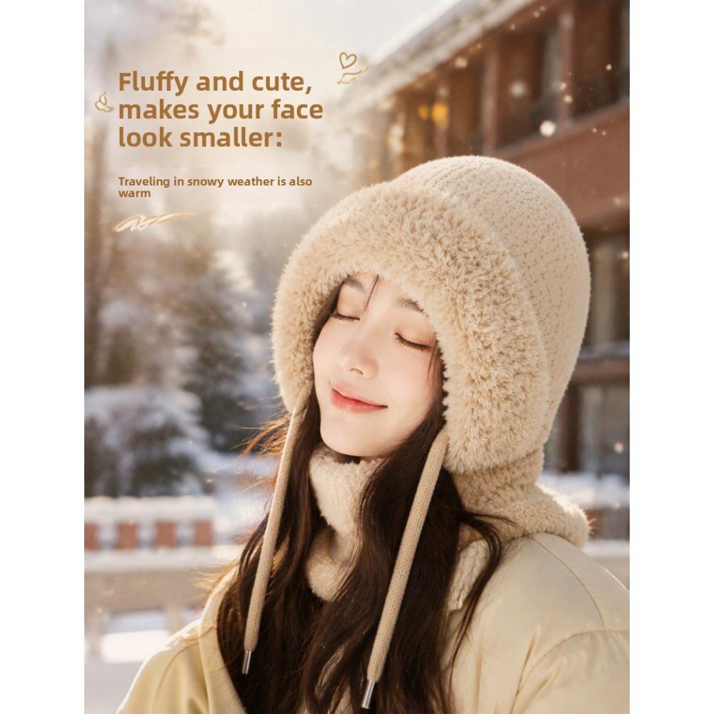 **Women Knit Balaclava Face Mask Neck Warmer Ear Flap Fleece Lined Outdoor Cycling Winter**
