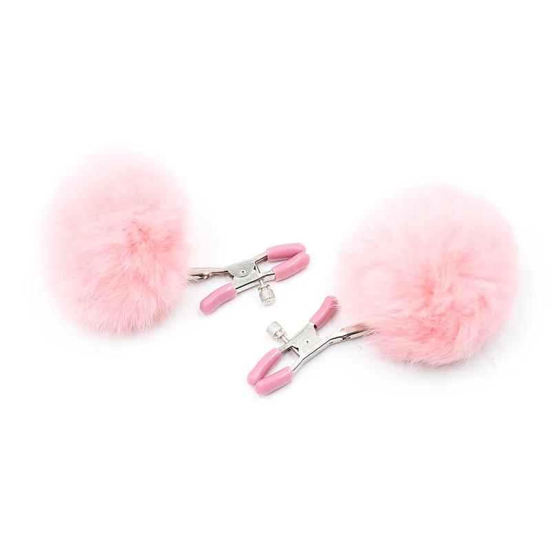 Fur Furry Ball Nipple Clips Adjustable Clamps Metal Breast Flirting Erotic Accessories Women Couples BDSM Bondage Game Sex Toys