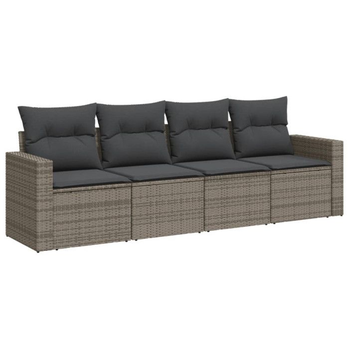 VidaXL Garden Lounge Set 4 Pcs with Grey Cushions Wicker 3251017