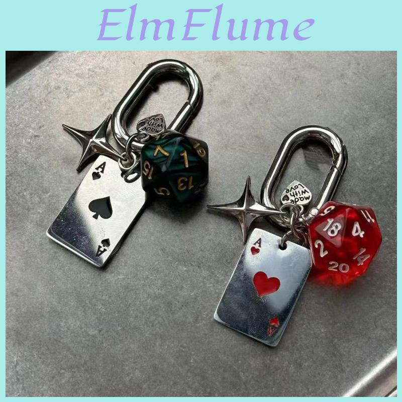 Heart A Dice Keychain Red Bag Charms Car Keyring Exquisite Unisex Couple Backpack Decoration Accessories Gifts