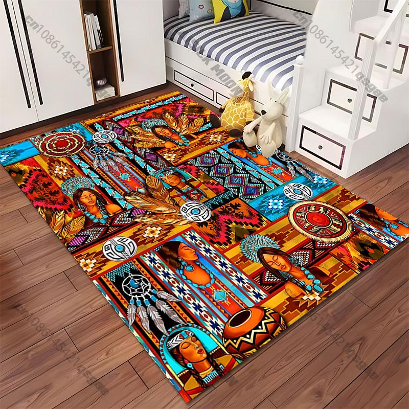 Native art culture vibrant patterns carpet Yoga living room room decor children's crawling mat doormat area rug games mat