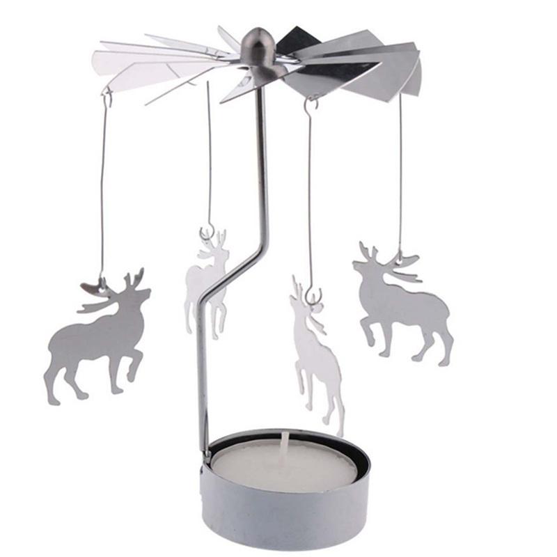 Metal Rotary Candle Holder Light Carousel Stand Tea rollingHome Christmas