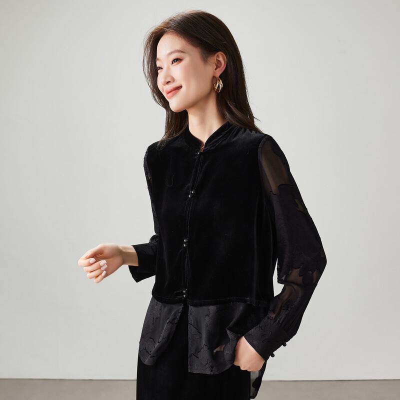 SOFSIL Women s New Chinese Style Silk Velvet Blouse M