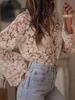 Ivory Ruffle Hem Lace Blouse with Tie Cuff Detail