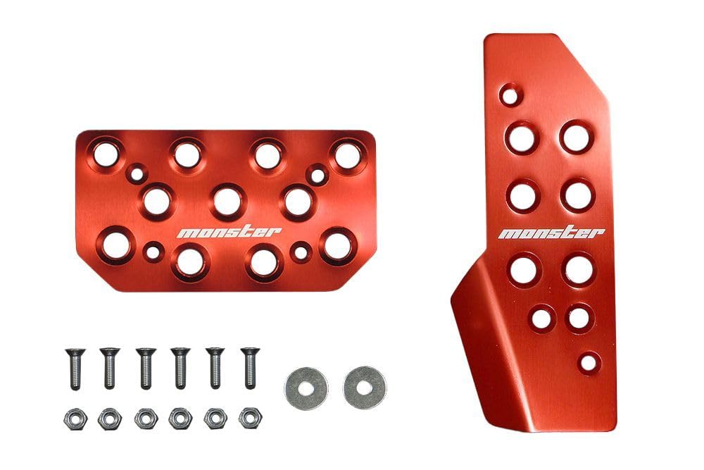 MONSTER SPORT Sports Driving Pedal Cover Set, Red Anodized (for Suzuki Jimny JB64W / Jimny Sierra JB74W – 4AT)