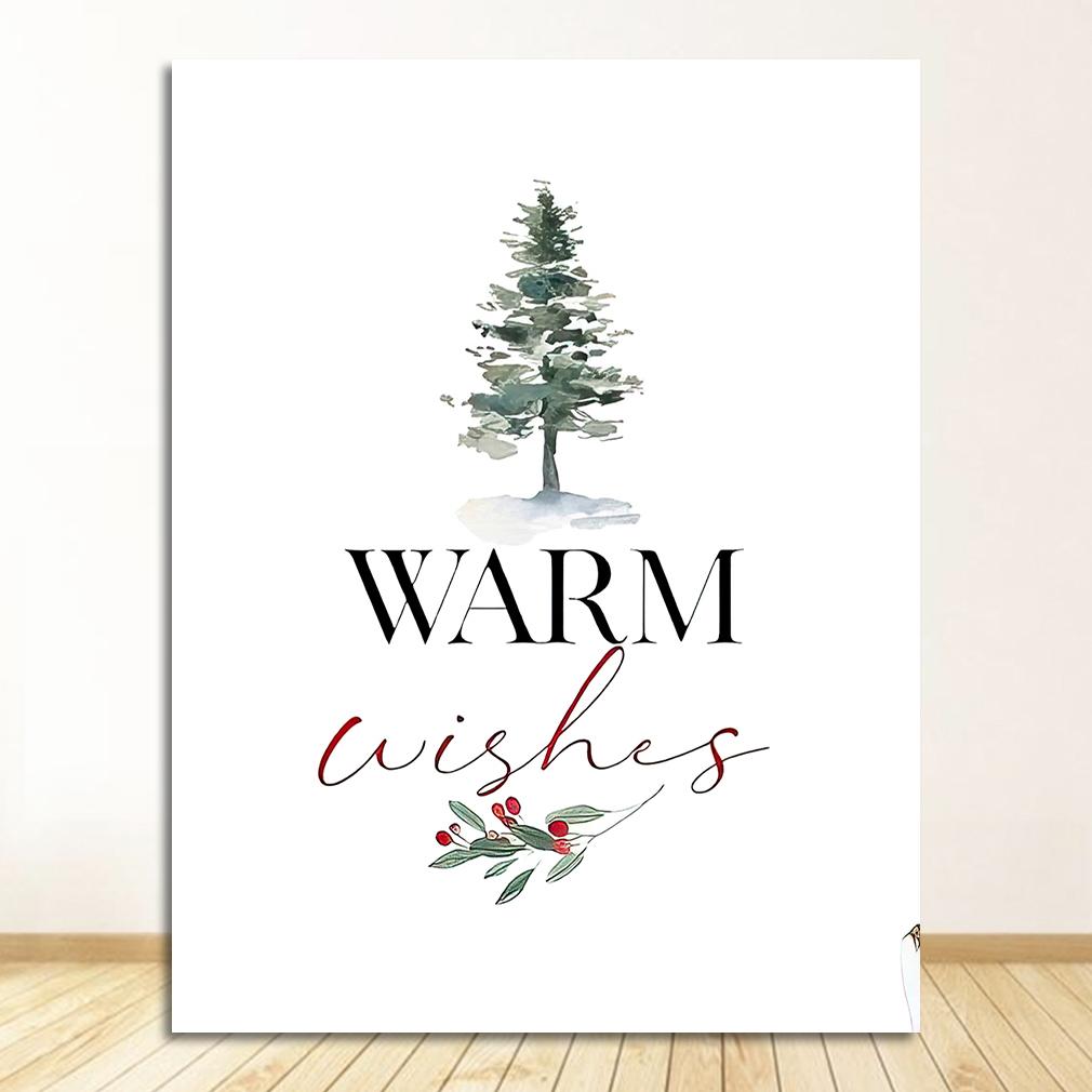 Picture Merry Christmas Party Decoration Nordic Wall Decor Watercolor Art Painting Prints Happy Holidays Quotes Canvas Posters