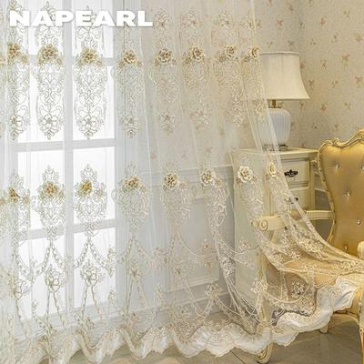 1 pz Tenda trasparente in tulle con ricamo tridimensionale di lusso in stile europeo per soggiorno, camera da letto, decorazione per finestre, arredamento per la casa