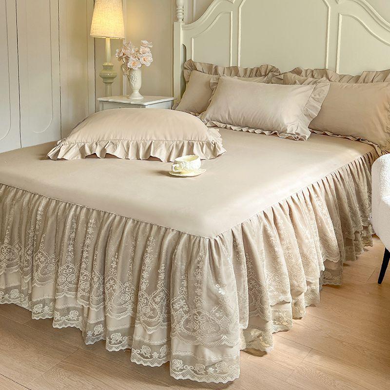 Bedroom Household Single-piece Sanding Bed Skirt Solid Color Skin-friendly Bedspread Bed Cover Bedroom Student Dormitory Sheets