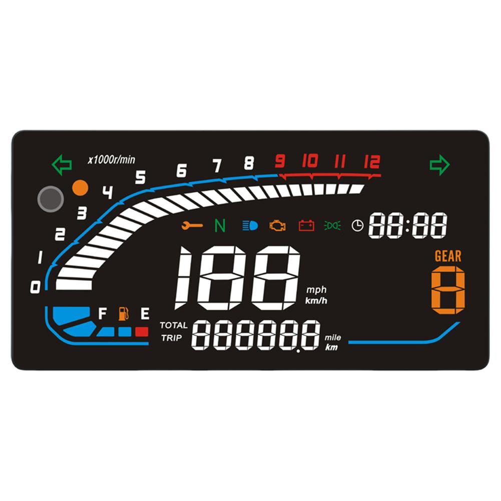 

LED Digital Motorcycle Speedometer Motobike Dashboard Odometer with Multi-Function Indicator Light Motorcycle Accessories чорний