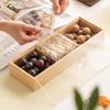 Multi-Function Bamboo Serving Tray with Compartments Easy Clean Food Storage Holder for Snacks Fruit Kitchen Countertop Use