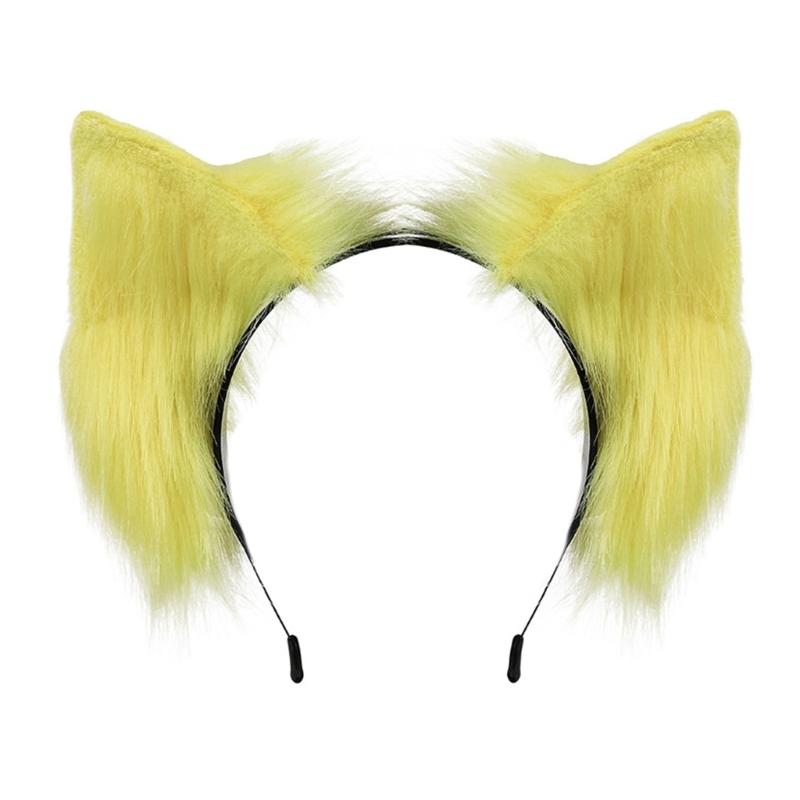 Realistisches Katzenohr-Haarband mit Plüsch-Haarband, Farbverlauf-Design für Damen, Mädchen, Cosplays, Event-Themenpartys