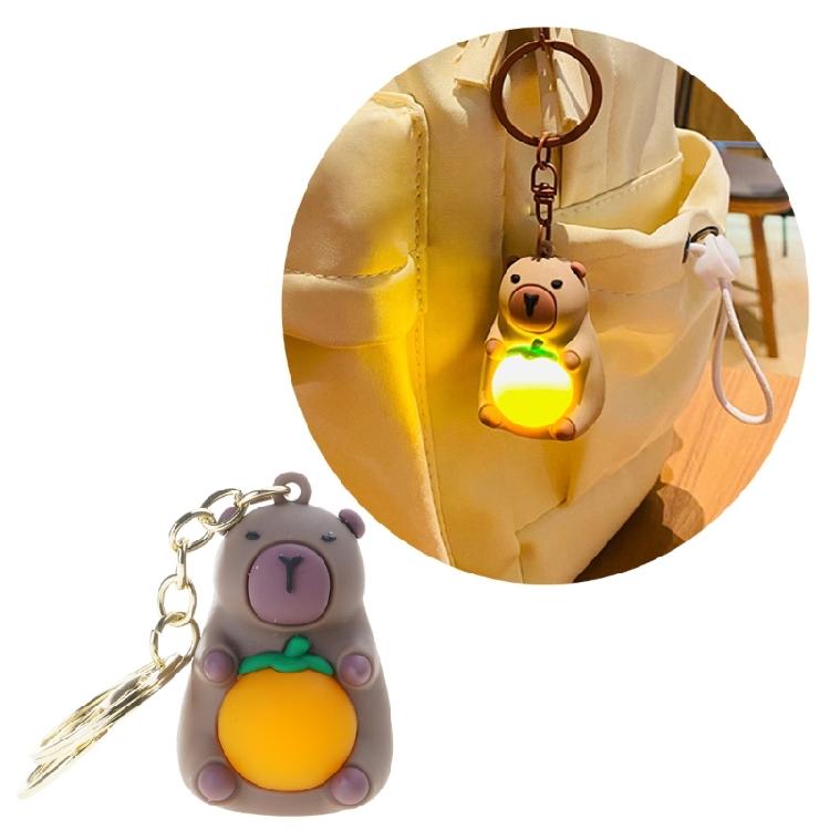 Eye Catching Capybara Key Pendant Playful Light Up Capybara Key Chain Pendant Charm for Backpacks and Everyday Use