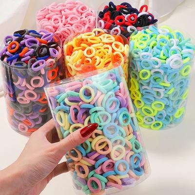 100 Stück Bunte Basis-Nylon-Elastische Haargummis für Mädchen Pferdeschwanz-Halt Scrunchie Gummiband Kinder Basis-Haaraccessoires