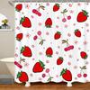 Erdbeer-Mädchen Rosa Duschvorhang Badezimmer Deko Frucht Sommer Kinder Schleifenmuster Schick Modern Frau Polyester Badewannenvorhang