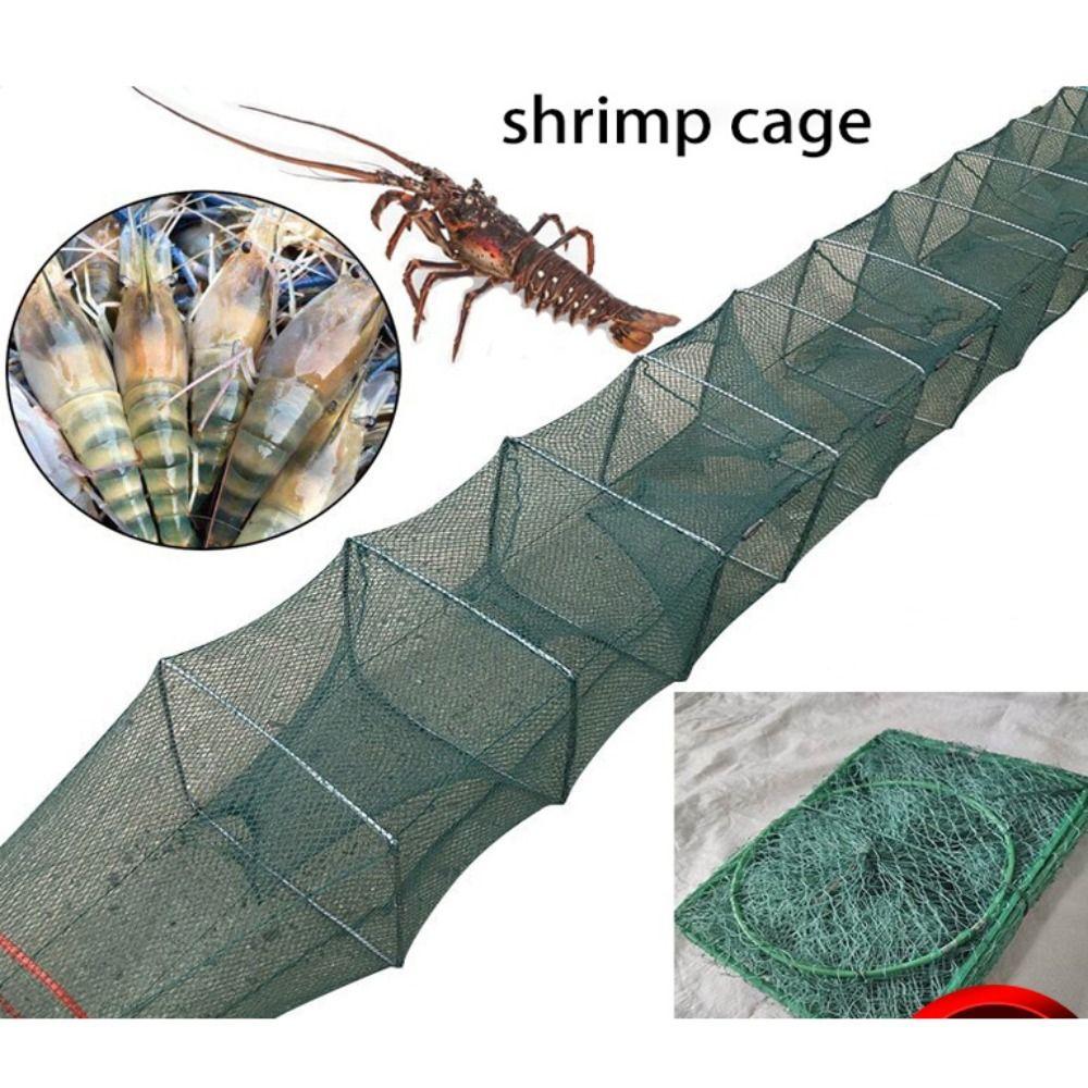 Durable Nylon Mesh Magic Fishing Trap Black Foldable Fishing Net 17 Section+10 Holes Easy Throw Crab Baits Trap Outdoor