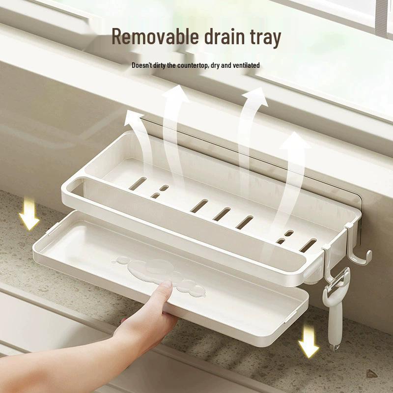 Wall-Mounted Kitchen Sink Rack | No-Drill Storage Solution