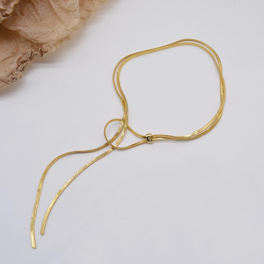 The New Necklace Has a Personality and Temperament. Wear More European and American Thick Flat Snake Chains, Sweater Chains