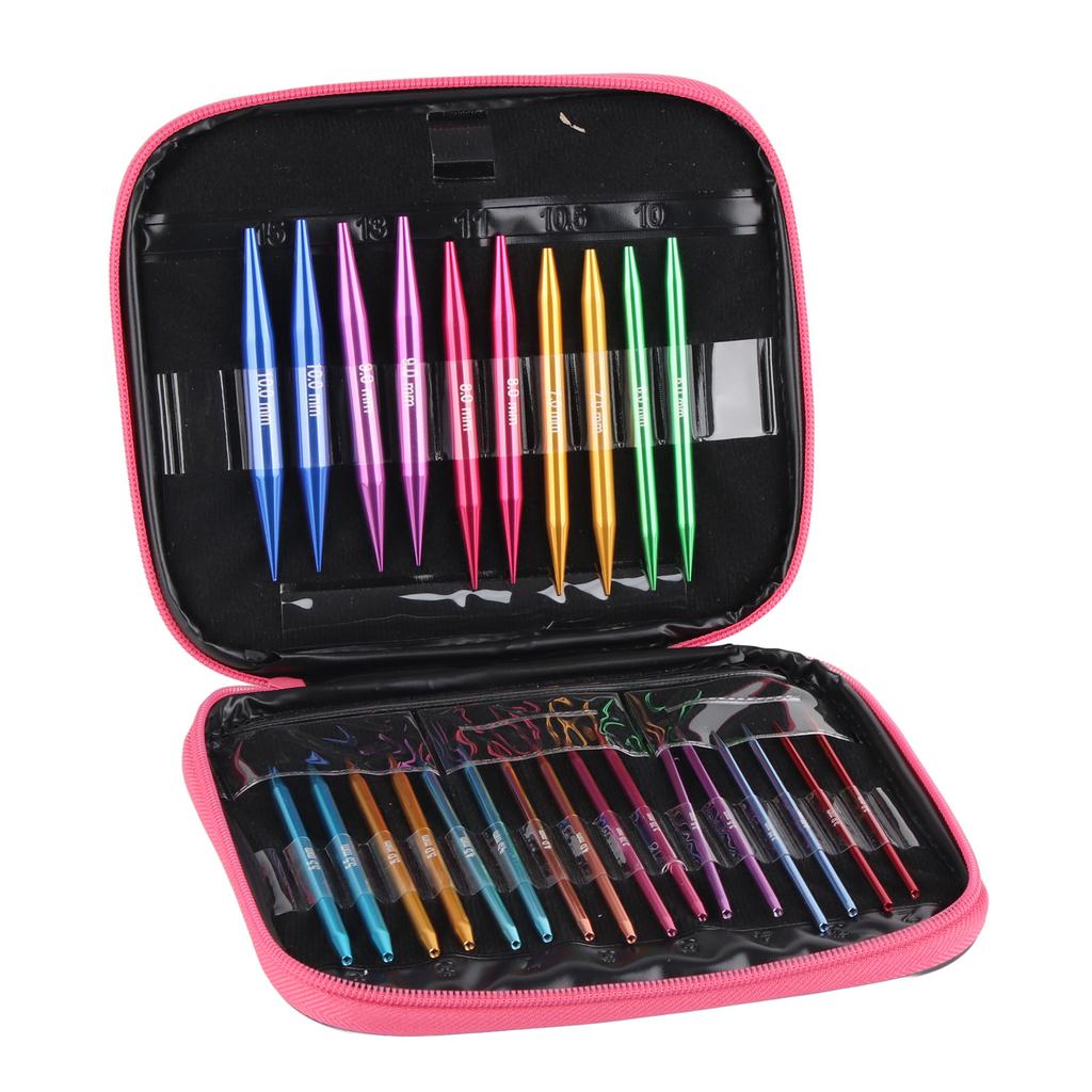 Interchangeable Needles Set Colorful Aluminum Circular Knitting Needles Ring Set for DIY Craft