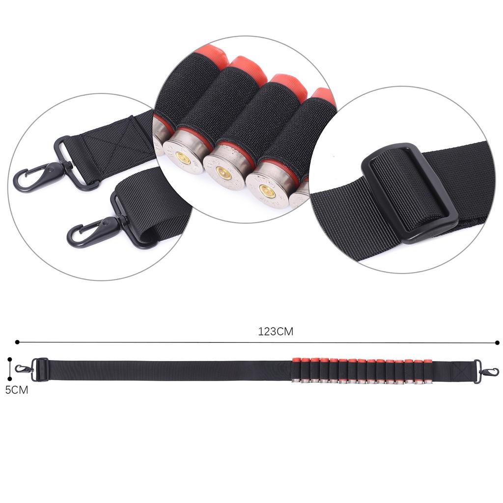 15 Rounds Tactical Shotgun Bullet Belt Multifunctional Tactical Two Point Shooting Gun Sling Outdoor Hunting Accessories