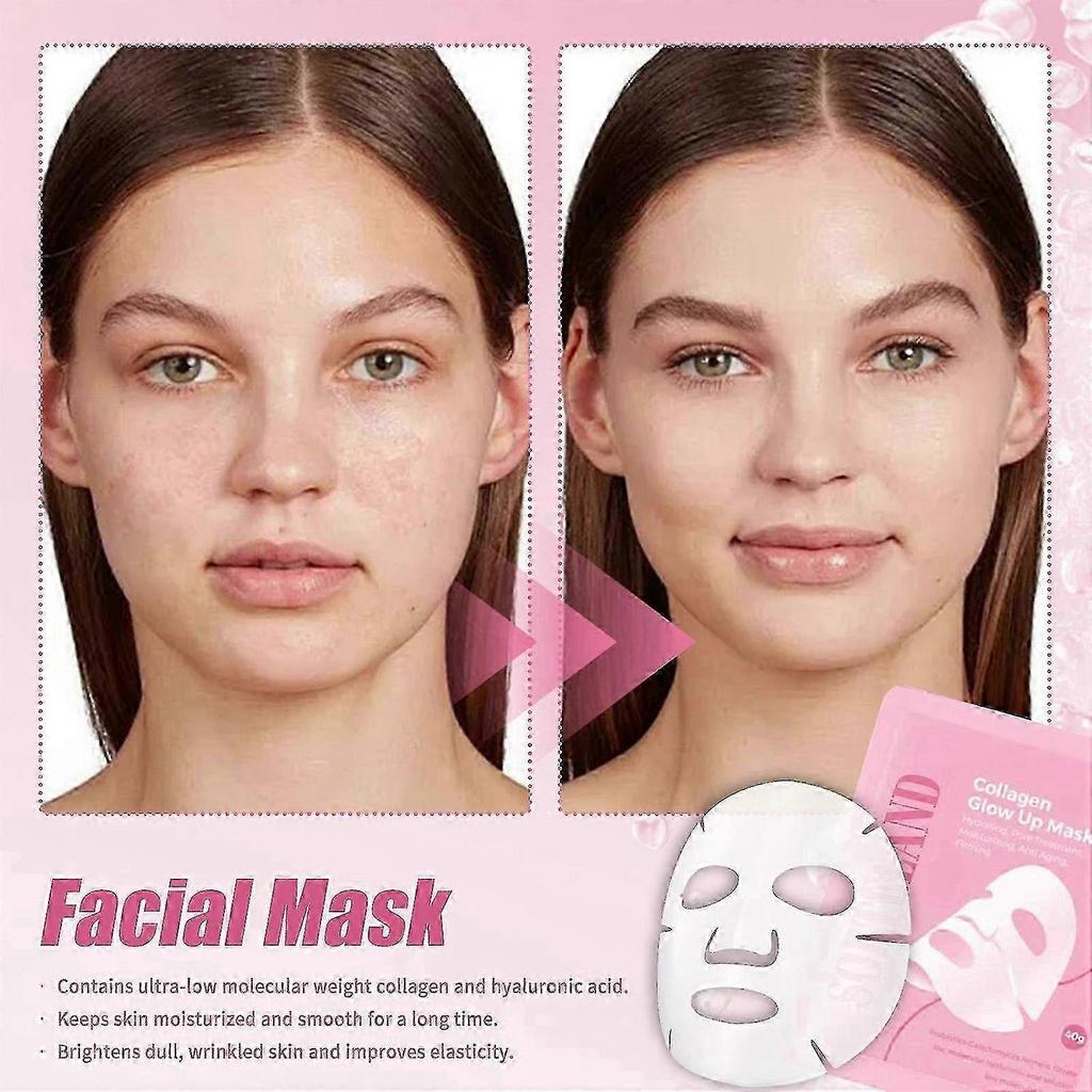 Collagen Glow Up Mask,Glow Up Firm Skin,Deep Hydrating,Wrinkle Reduction and Pore Minimization,Glass Skin,4pcs