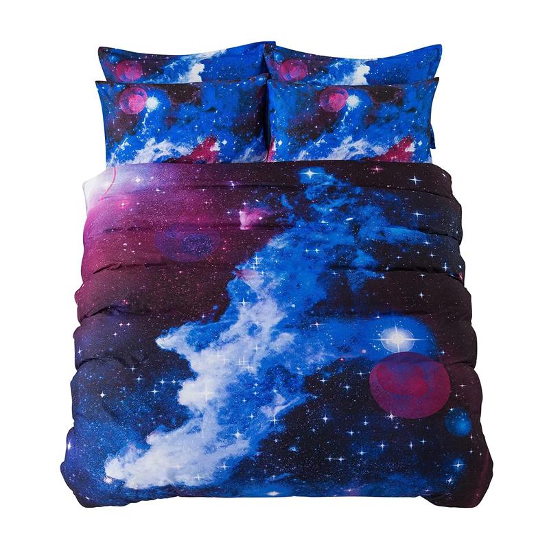 Galaxy Theme Blue Purple Design Duvet Cover Full Size For Girls Boys Teens Kids Gifts Starry Dream Sky Bedding Collection Room Decor