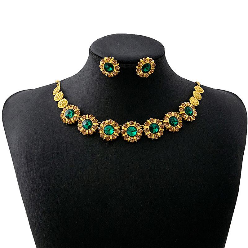 Luxury Atmospheric Water Drop Jewelry Set, Geometric Round Pearl Earrings, Elegant Flower Necklace For Women