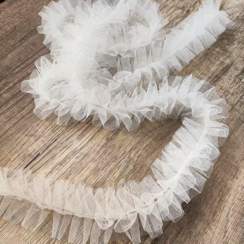 3D Pleated Mesh Lace for DIY Women's Clothing: Doll Dress, Scarf, Hat, Umbrella Decoration – Multiple Colors Available.