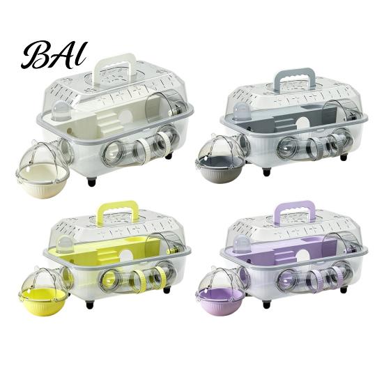 Pet Cage with Stairs Hamster Tunnel, Transparent House Running Wheel Golden And Water Dispenser, 2-Tier Habitat Playpen for Small Pets Breathable