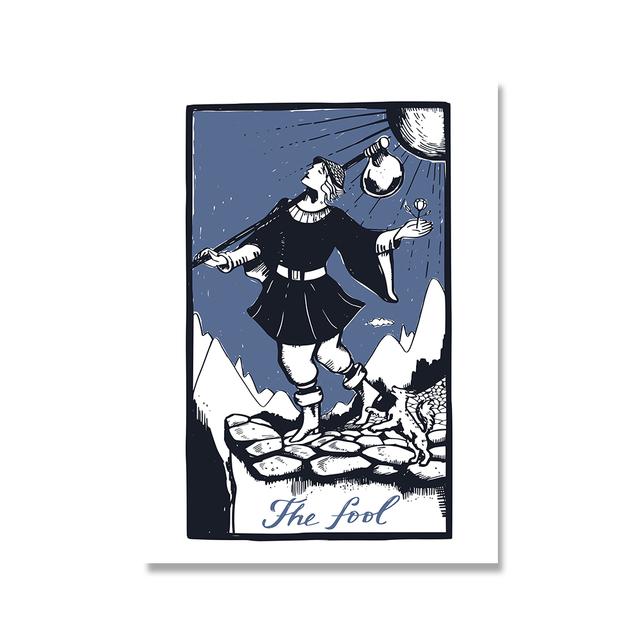 

Карты Таро, настенное искусство, холст, картина в стиле бохо, черно-белый постер в стиле хиппи для скандинавской спальни, гостиной, ванной комнаты, любителей солнечной еды 21cm×30cm NoFrame