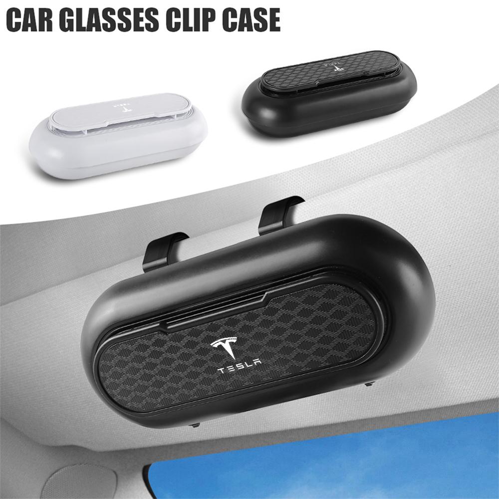 1Pcs ABS Car Sun Visor Glasses Frame Sunglasses Card Storage Case For Tesla Model 3 Y S X Roadster Juguete SpaceX Cybertruck