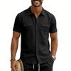 Cotton Linen Shirt Men Pocket Casual Beach Short Sleeve Solid Color Male Tops T-shirts Vintage Streetwear Comfort Casual Shirts