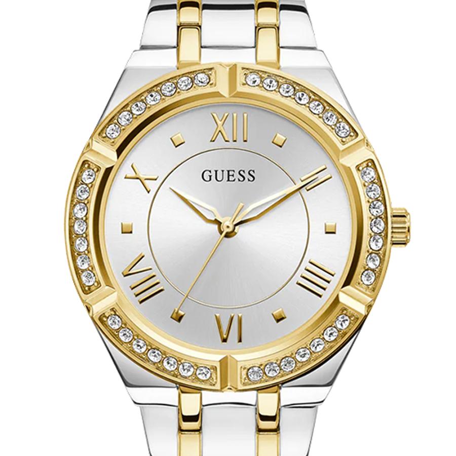 Guess Cosmo Diamonds Series Silver Dial Two-Tone Stainless Steel Strap Women's Quartz Watch - GW0033L4