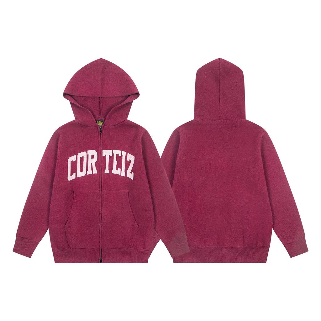Corteiz Trendiger Woll-Reißverschluss-Cardigan - Amerikanischer Retro Street Hip Hop Unisex Jacke