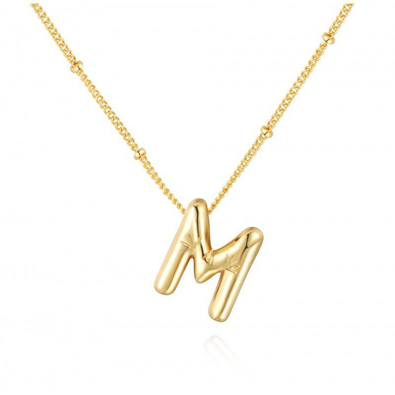Minimalist Copper-Plated Gold Alphabet Pendant Sweater Chain Jewelry
