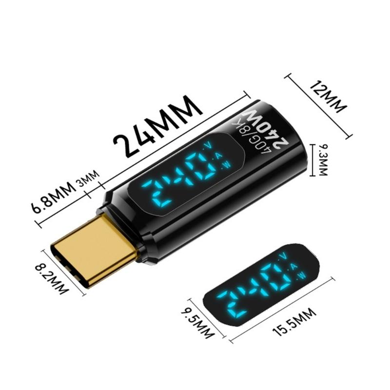 USB C to USB C Adapter 240W Charging and 40Gbps Data Transfer With Digital Display For Phones Laptops Video Transmission