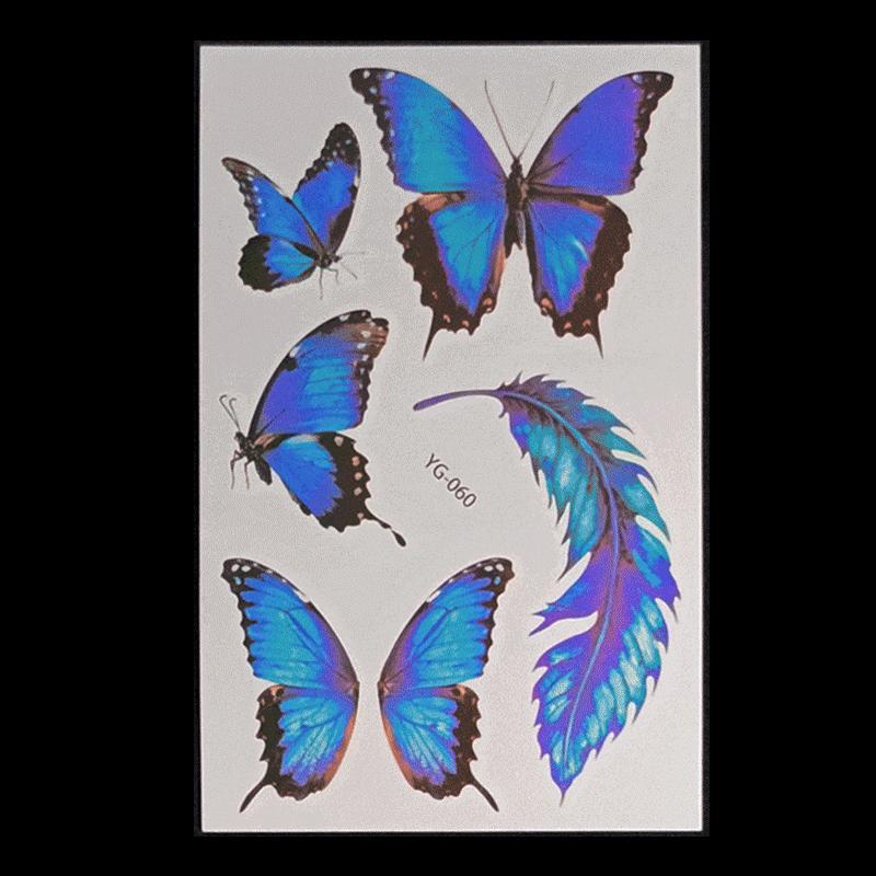 's New Fluorescent Butterfly Tattoo Sticker Music Festival KTV Concert Party Disposable Waterproof