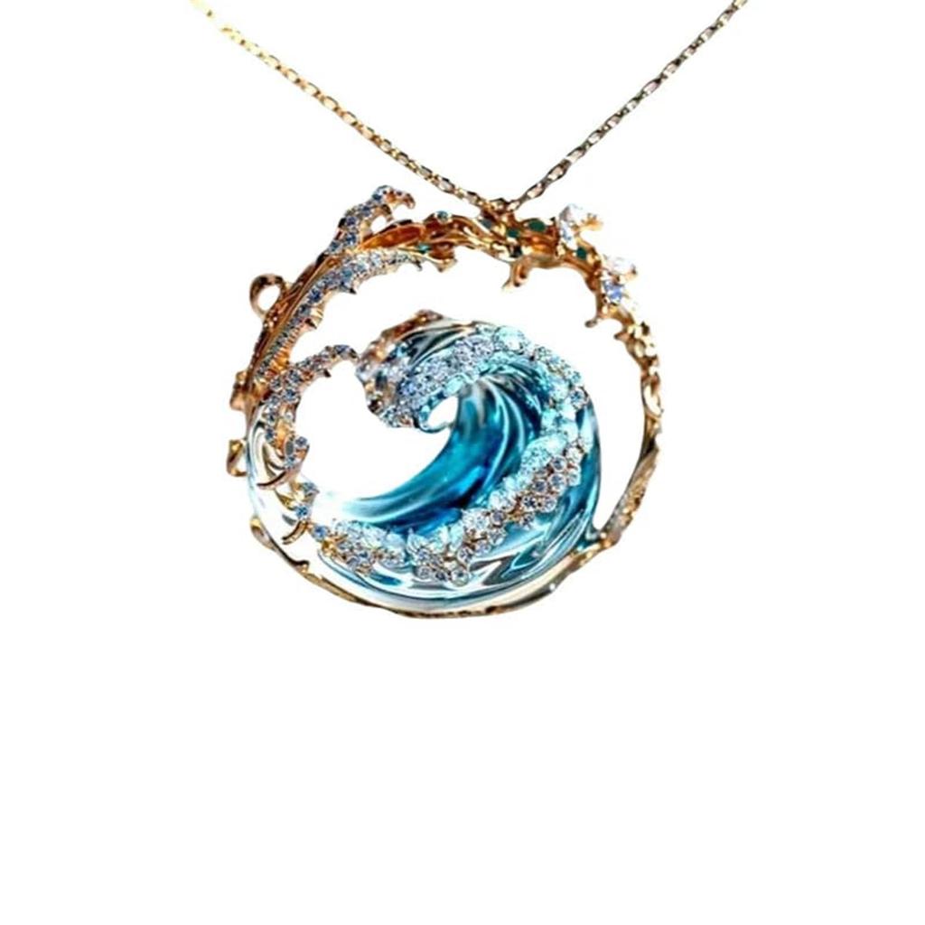 Sea Wave Pendant Resin Handicraft, Sky Blue Sea Wave Decoration Pendant