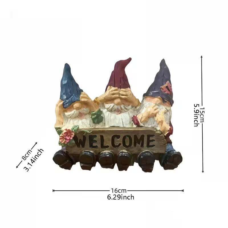 

Garden Gnome Welcome Sign Outdoor Statue Resin Elf Figurine Funny Lawn Decor for Patio Yard Porch разноцветный