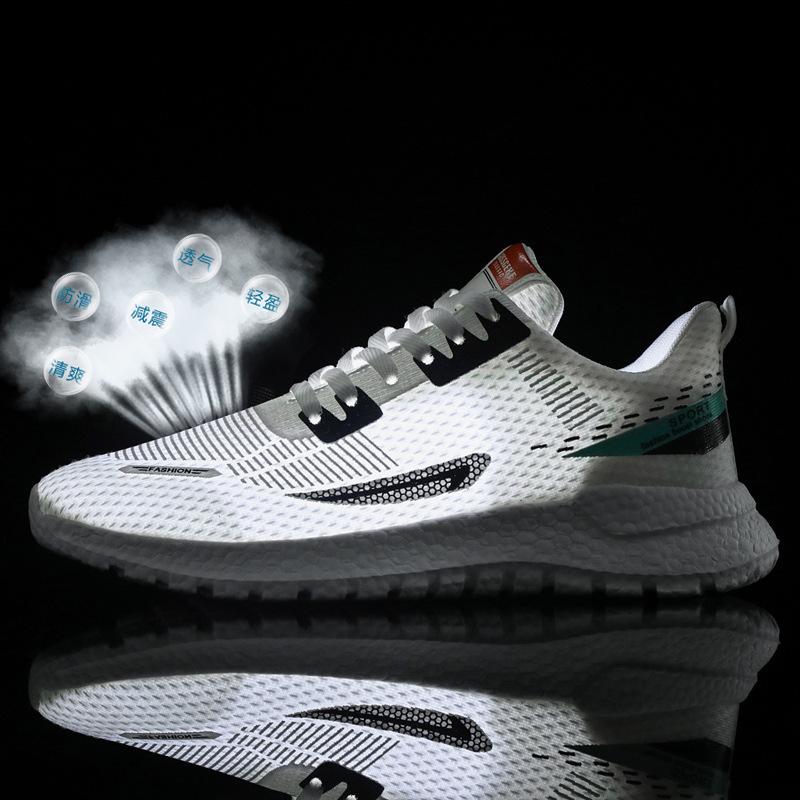 Sports Shoes Men's Trend Low Top Running Shoes Air Cushion Men's Shoes 2023 Spring and Autumn New Flying Weaving Net Surface Casual Shoes