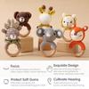 1 Stück Holz Babyrassel Schüttelspielzeug Häkel Löwe Giraffe Holz Babyrassel Beißring Montessori Neugeborenen Tierrassel Spielzeug Geschenk