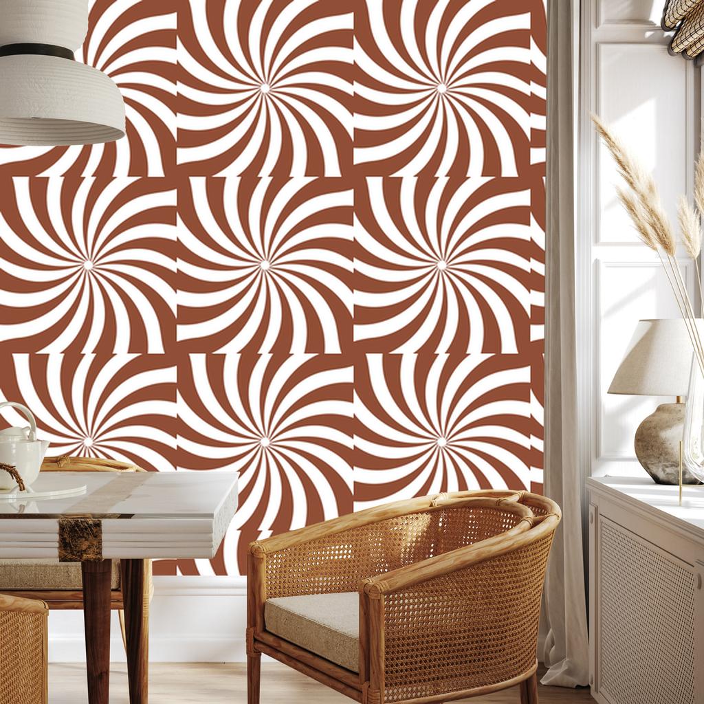 Hippie Background Wallpaper Orange and White for Living Room and Bedroom 50x1000