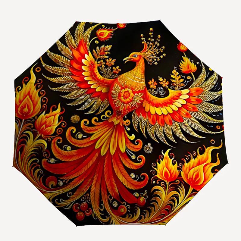 

1pc Phoenix Flames Automatic Open/close Umbrella, 8-Rib sturdy structure, Auto Folding/Opening, Portable Travel Umbrella for Women,086
