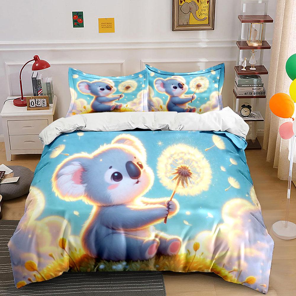 Adorable Koala Dreamy Decor Set Kid'S And Adults' Bedroom Decor, Exquisite Three-Piece Bedding Set Gift