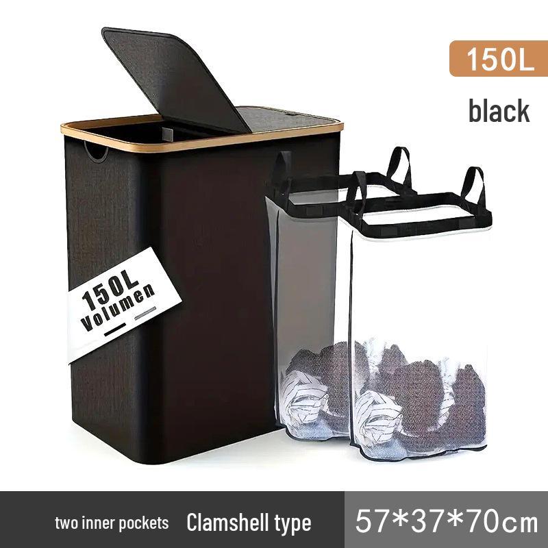 Foldable Large-Capacity Laundry Hamper with Lid and Inner Bag