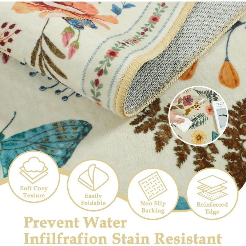 Carpet for Living Room Vintage Floral Nonslip Sofa Coffee Table Floor Mat Bedroom Bedside Rug Machine Washable Entrance Doormat