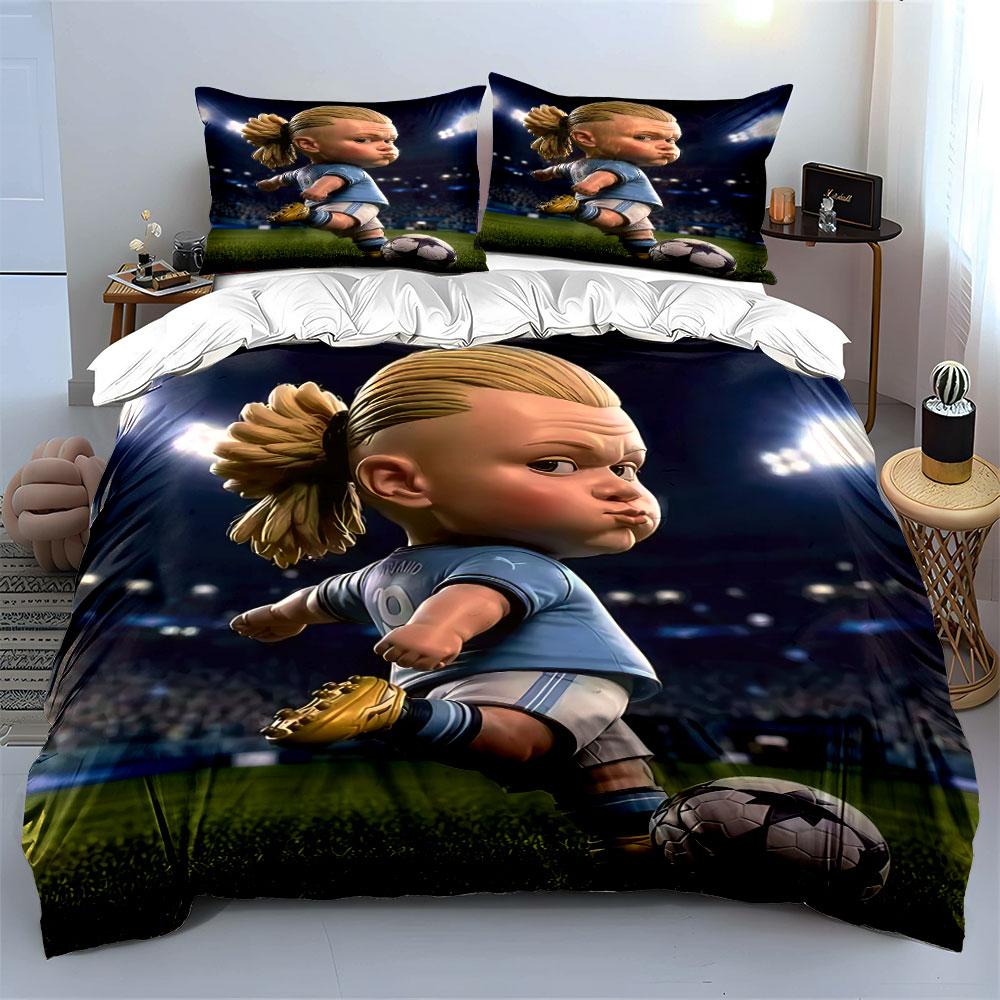 "Cartoon Soccer Player Bedding" Bedding Duvet Cover Set Duvet Cover Pillowcases (1 * Duvet Cover 2 * Pillowcases, without duvet insert)