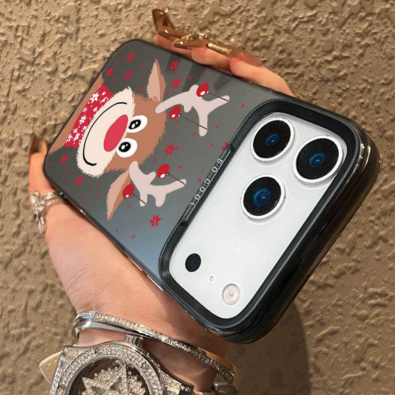 Plush Reindeer and Christmas Snowman Design IMD Hard  Case For iPhone 17 Pro Max Air 16 15 14 13  Shockproof  Cover